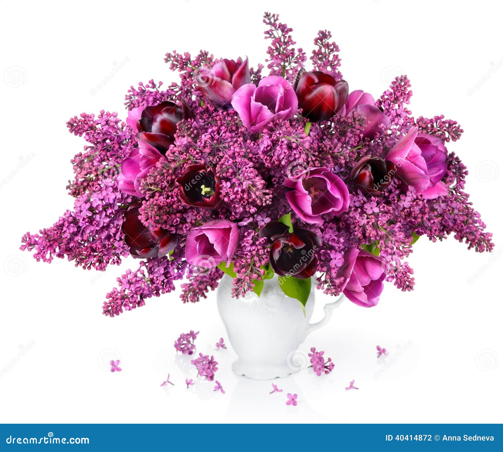 Tulips and Lilac bouquet stock photo. Image of horizontal 40414872