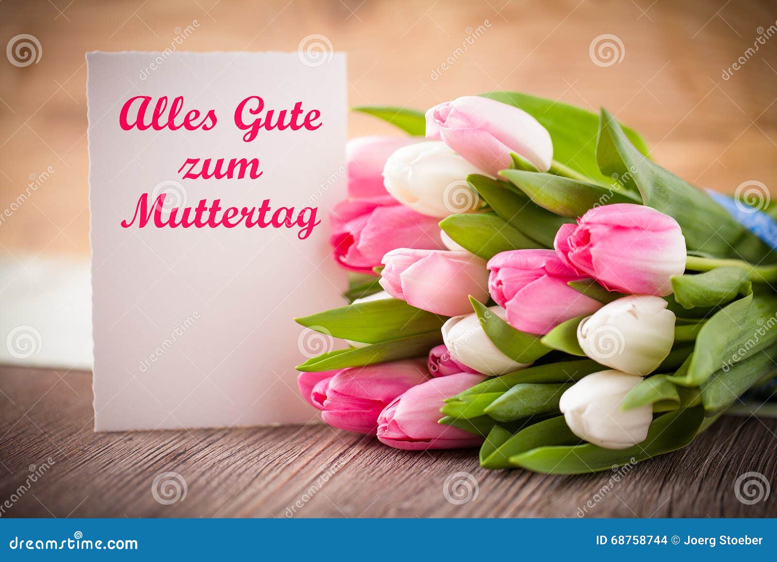 Tulips With Message Saying Best Wishes For Mother S Day In German Stock Photo Image Of Nature Gift