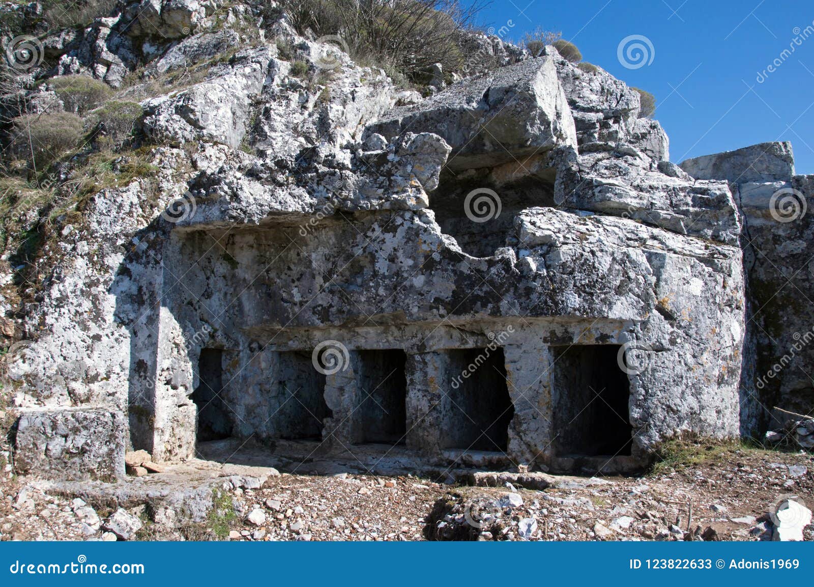 Tumba Griega De La Roca En Mugla Imagen de archivo Imagen de cultural