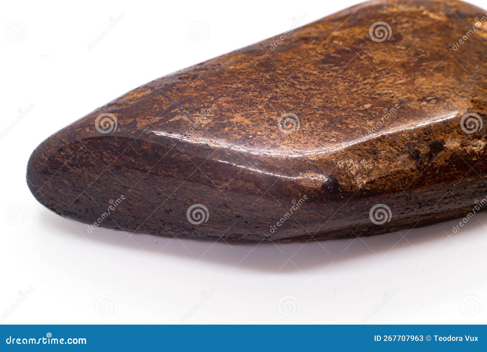 tumbled dark brown and shiny bronze bronzite stone polished crystal