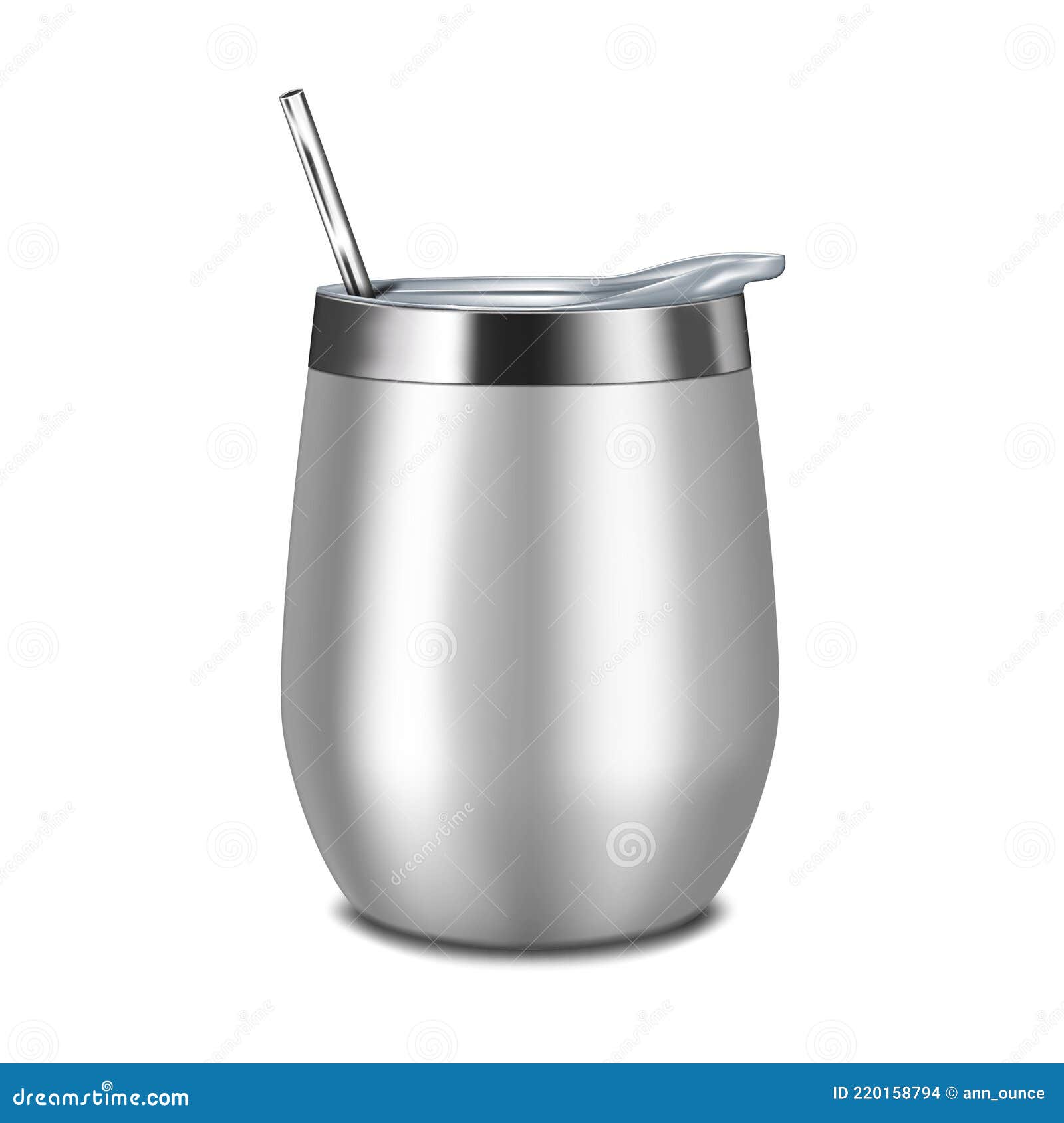 Download Tumbler With Metal Drinking Straw Vector Mock Up Reusable Stainless Steel Thermal Cup Mockup Travel Thermo Mug Template Stock Vector Illustration Of Shadow Isolated 220158794