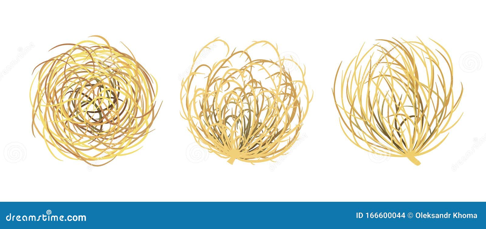 Tumbleweed Plant Vector Set Isolated on White Stock Vector