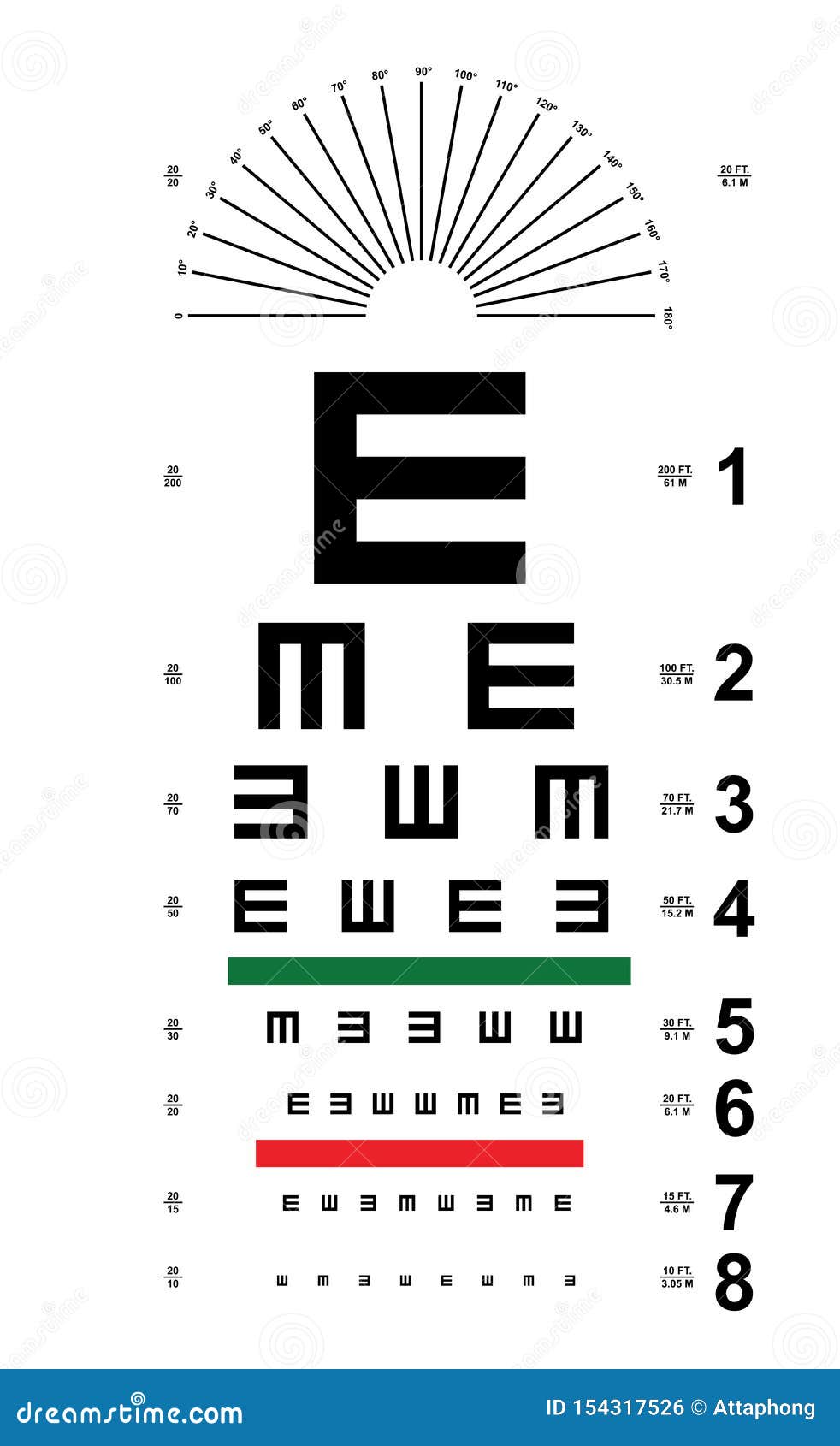 Tumbling E Eye Chart Snellen E Eye Chart Stock Vector Illustration Of