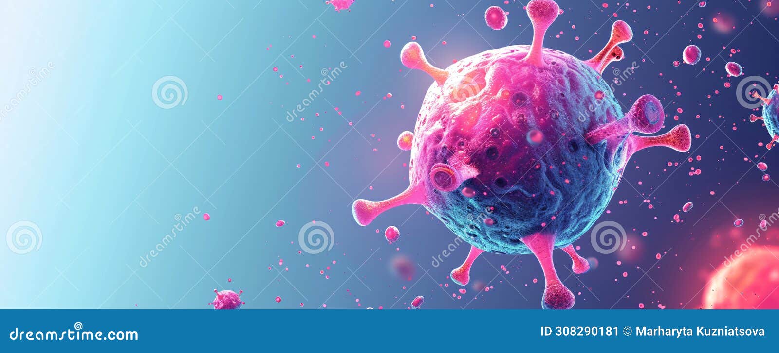 tumor microenvironment background with cancer cells, t-cells, nanoparticles, molecules and blood vessels