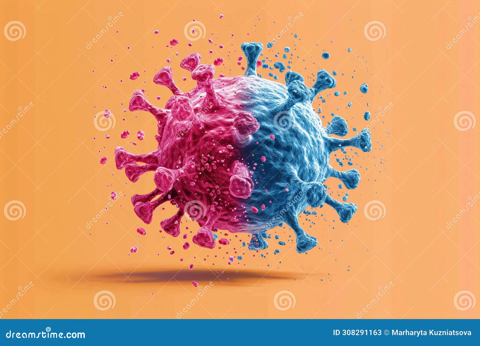 tumor microenvironment background with cancer cells, t-cells, nanoparticles, molecules and blood vessels