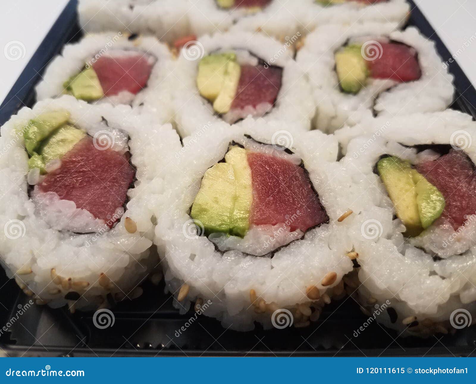 Tuna and Avocado Sushi Rolls Stock Image - Image of fish, healthy