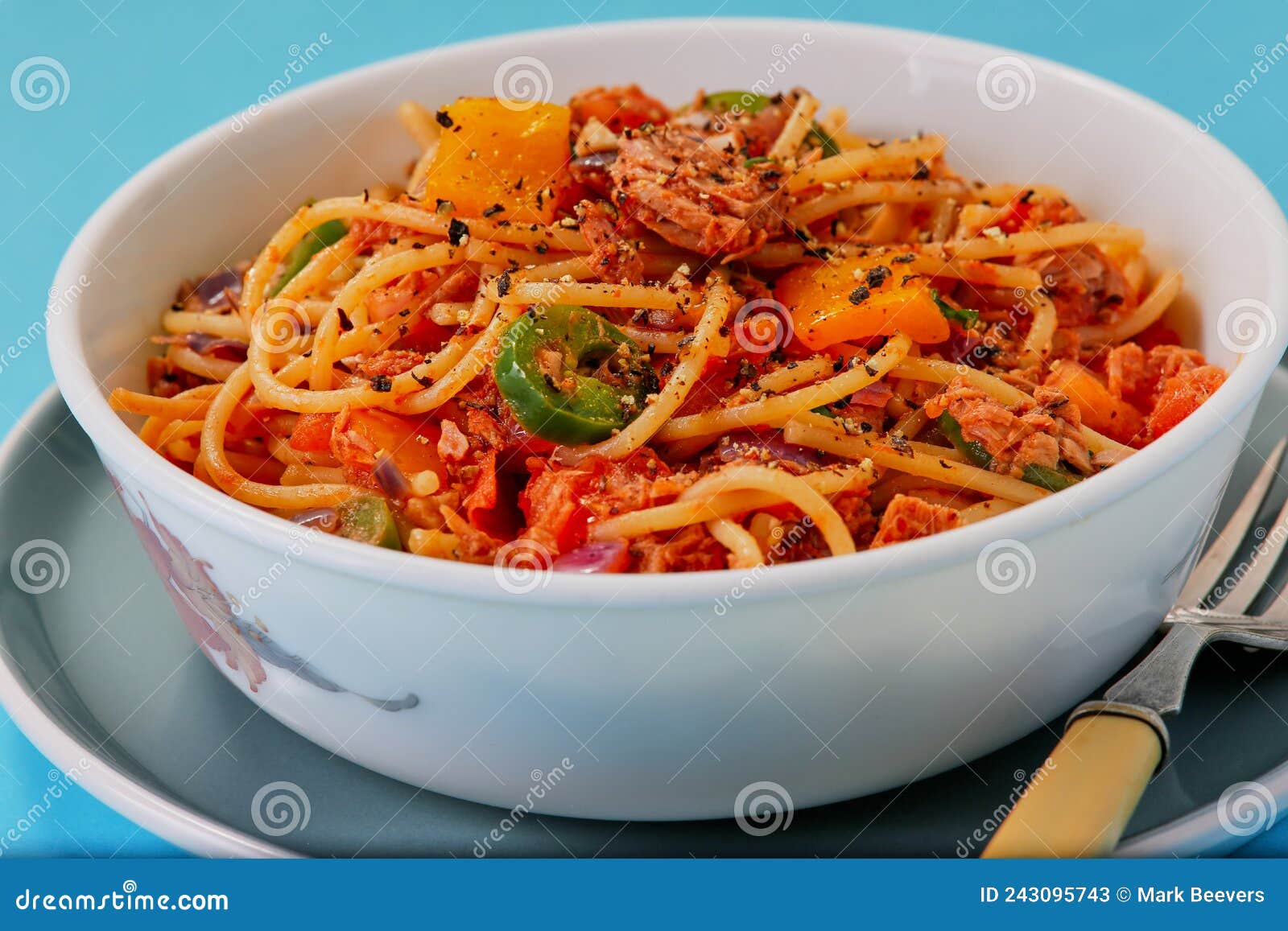 Tuna bolognese. stock image. Image of summer, tomato 243095743