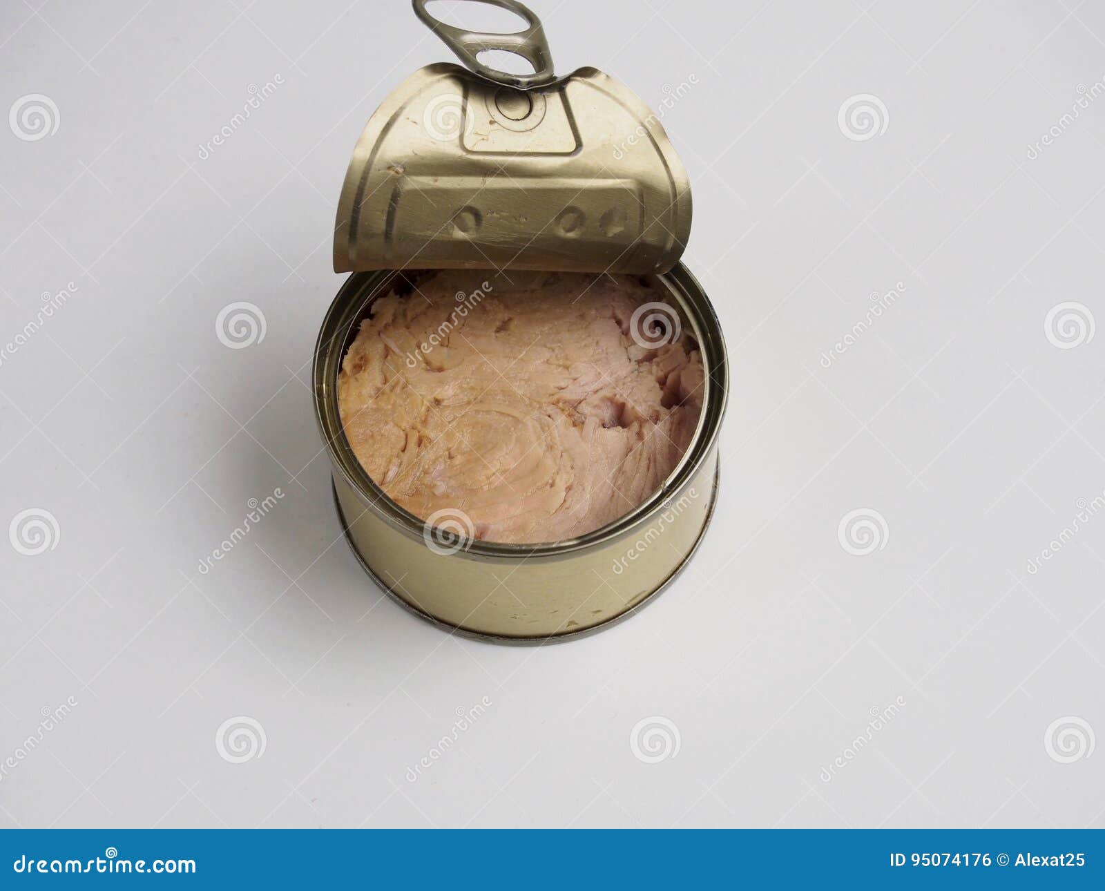 Tuna canned on white background