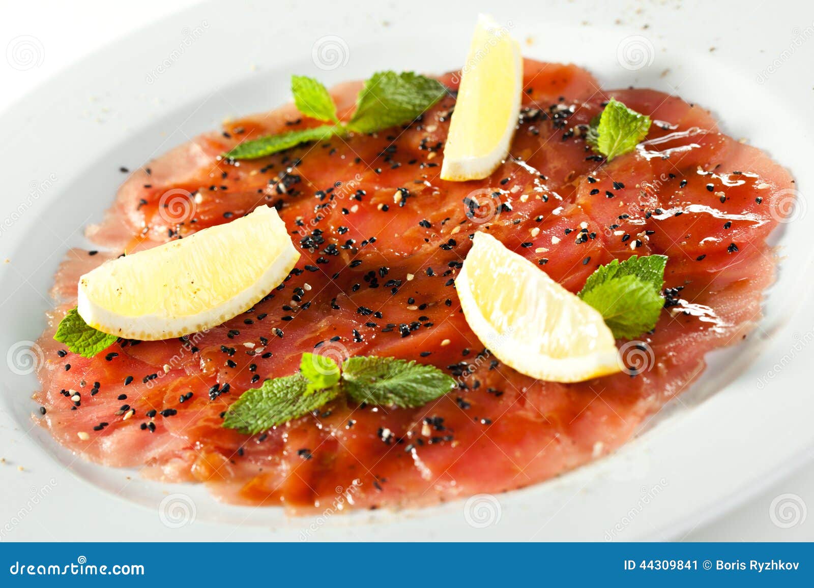 Tuna Carpaccio stock image. Image of dinner, dish, salad 44309841