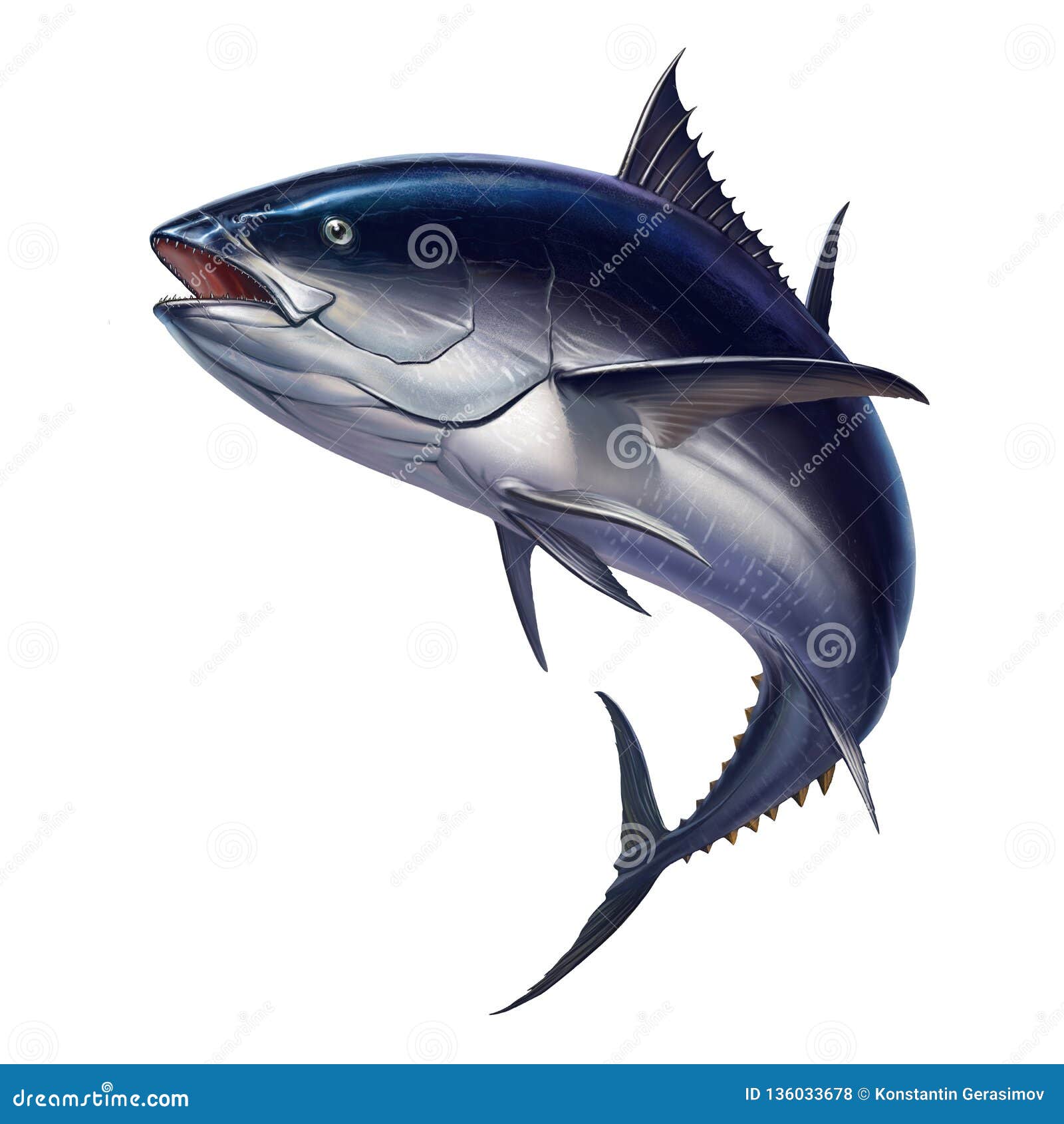 Tuna Fish in Fast Motion Realistic Stock Illustration - Illustration of ...