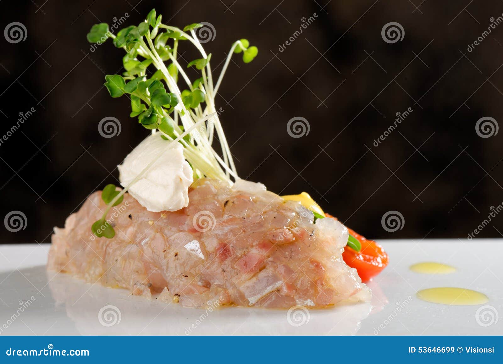 Tuna fish tartare stock image. Image of lunch, green 53646699
