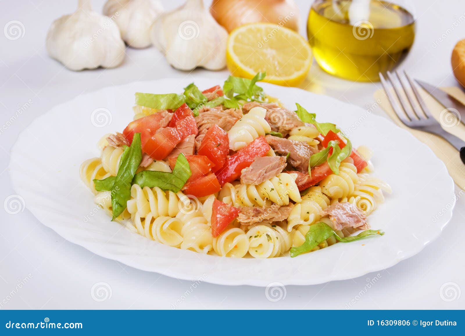 Tuna and pasta salad stock photo. Image of meat, photograph 16309806