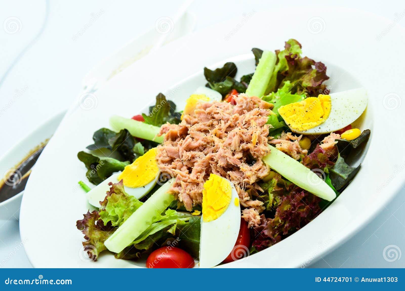 Tuna salad with eggs stock image. Image of healthy, food 44724701