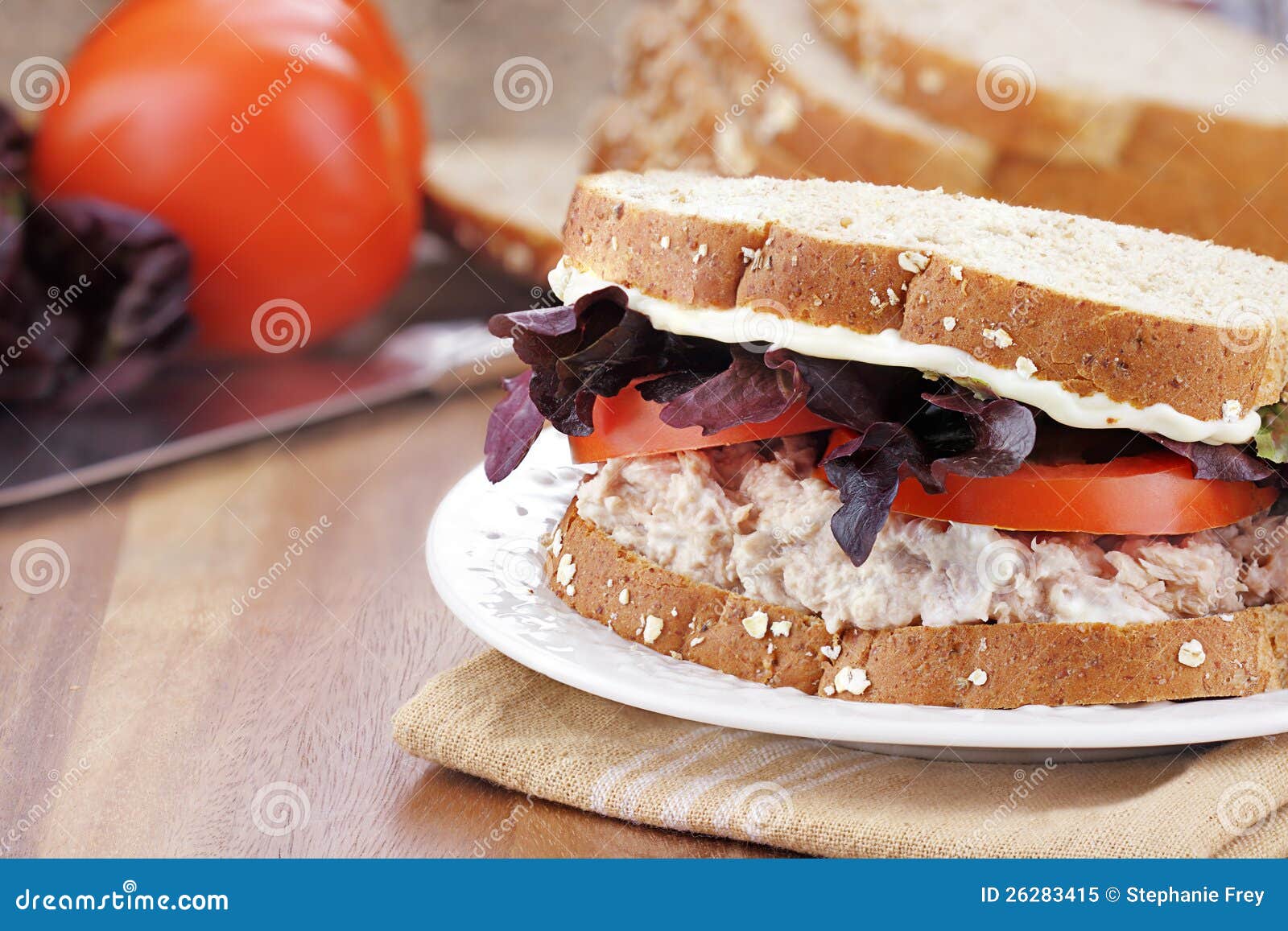 Tuna Salad Sandwich on Whole Grain Bread Stock Image Image of arugula