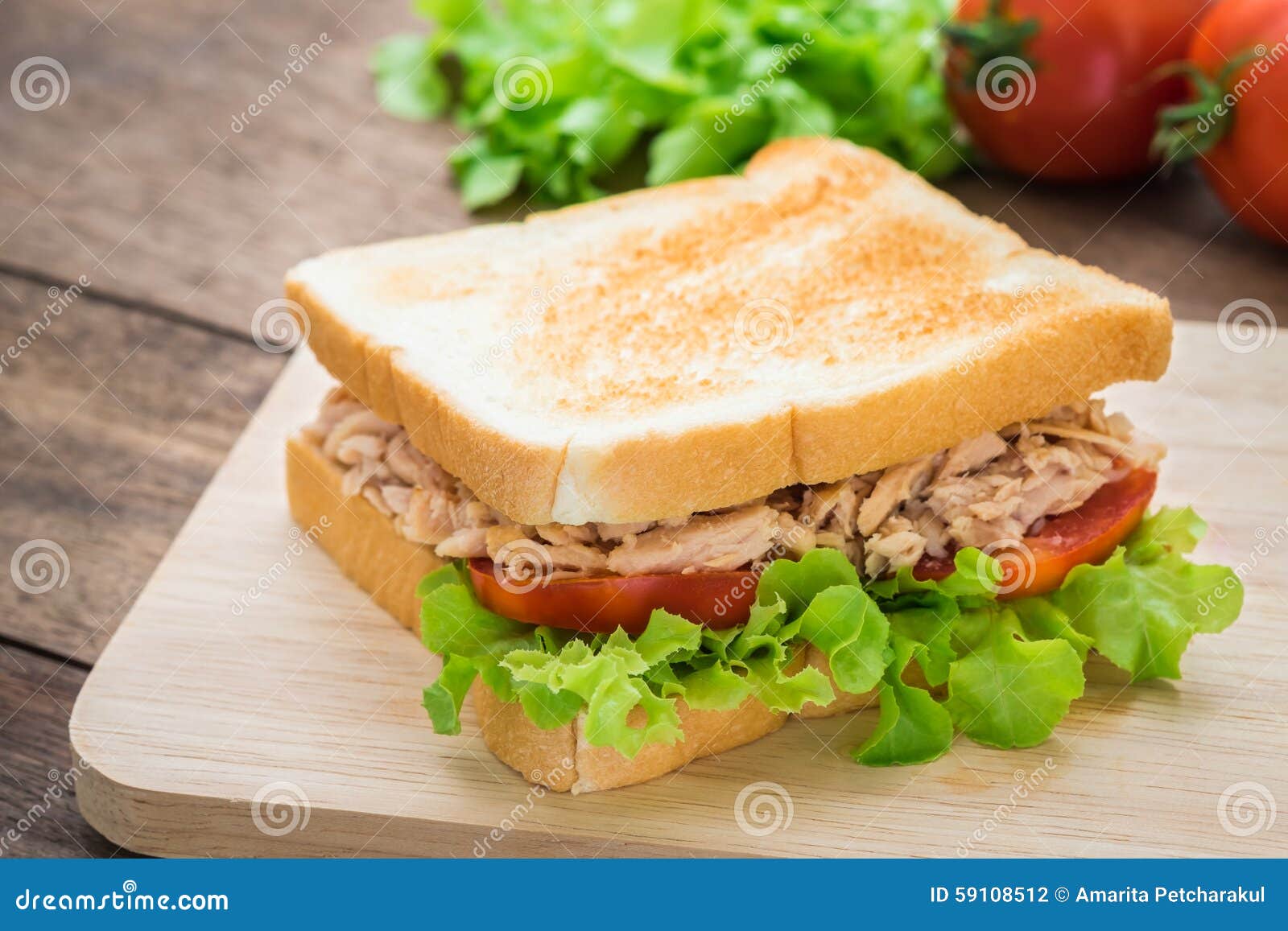 Tuna Sandwich with Vegetables on Wooden Plate Stock Photo Image of breakfast, piece 59108512