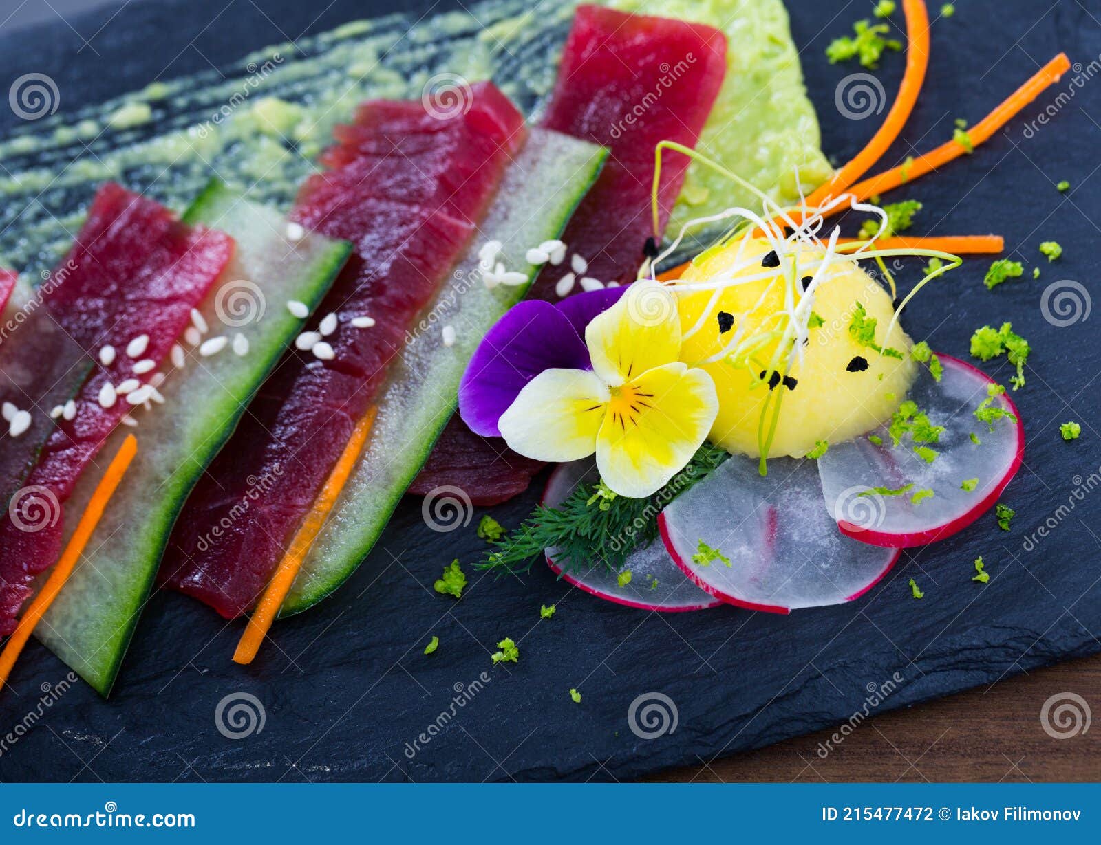 Tuna Sashimi Served with Mango Stock Photo Image of national