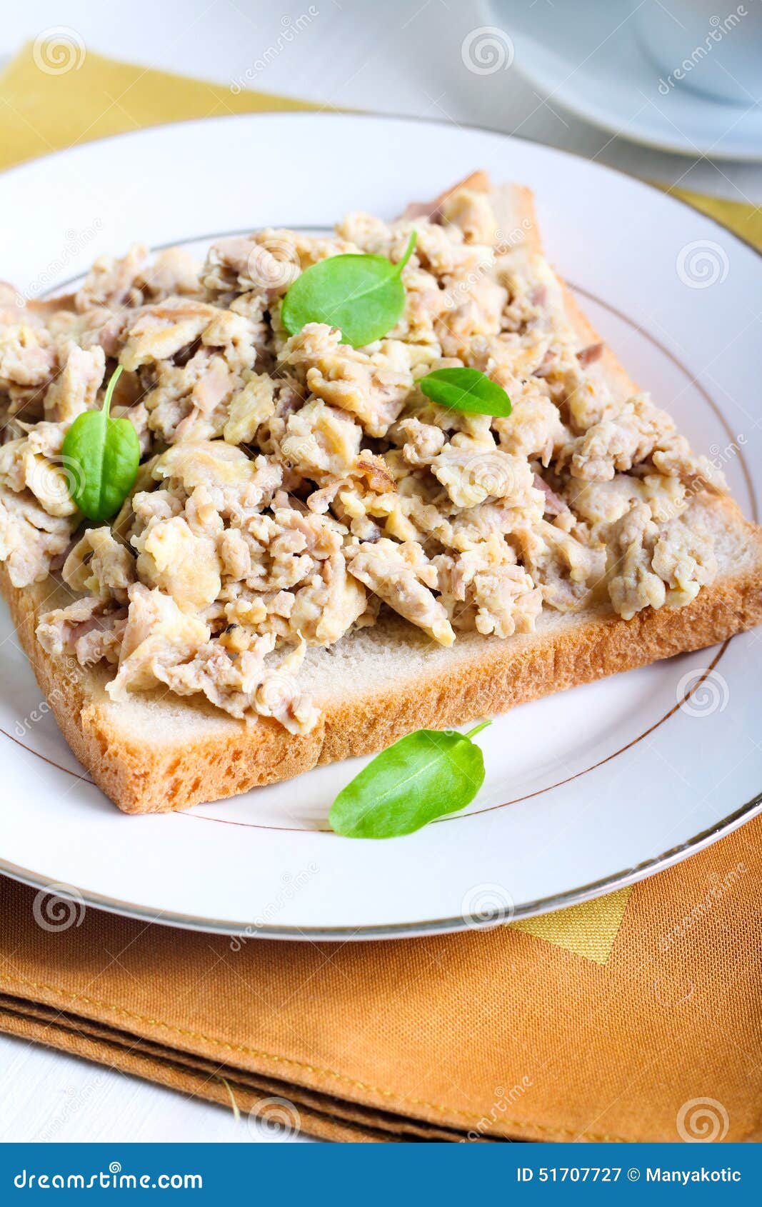 Tuna scrambled egg stock image. Image of homemade, brunch 51707727