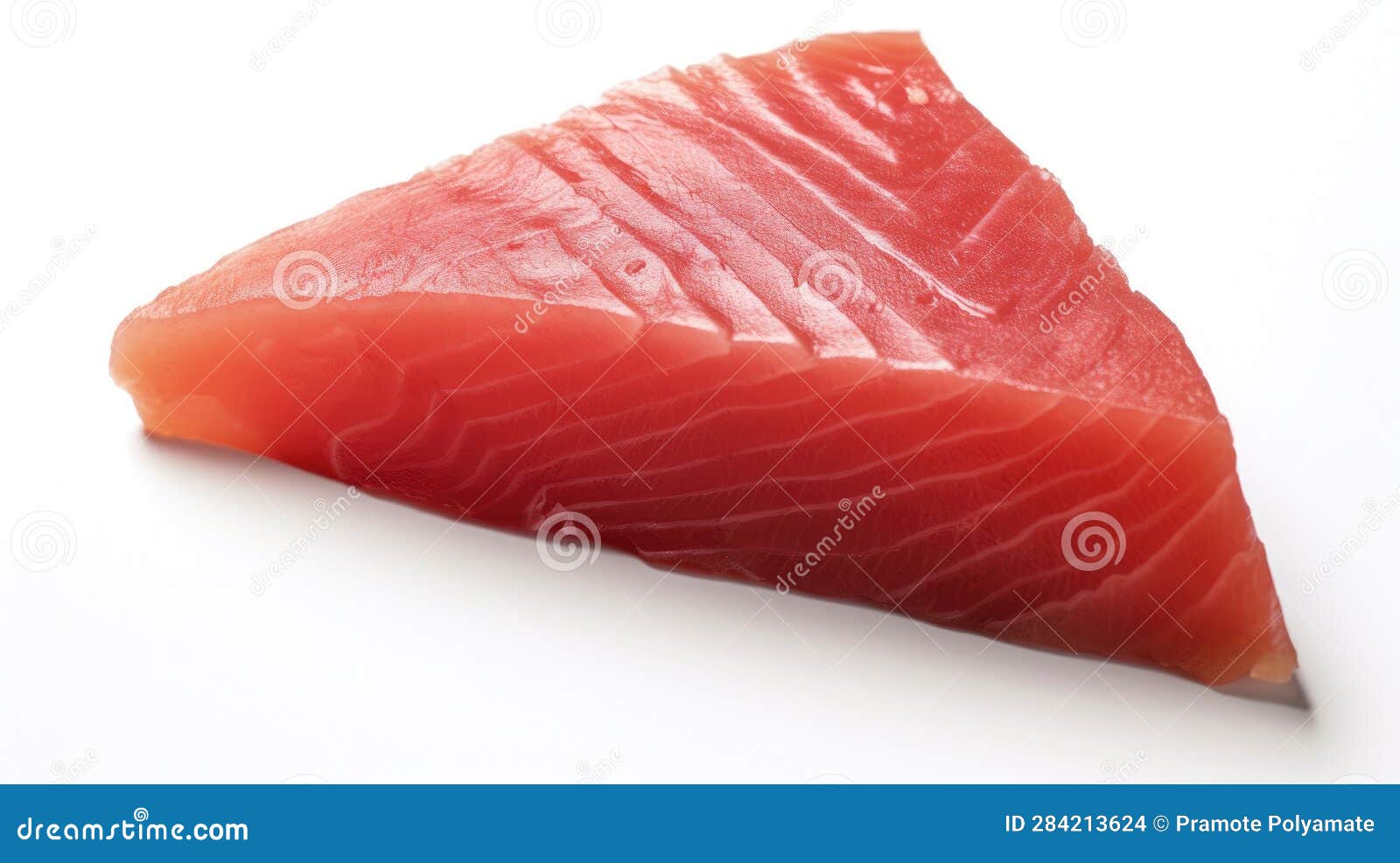 Tuna Slice of Fresh Raw Fish Isolated on White Background. Generative Ai Stock Photo Image of