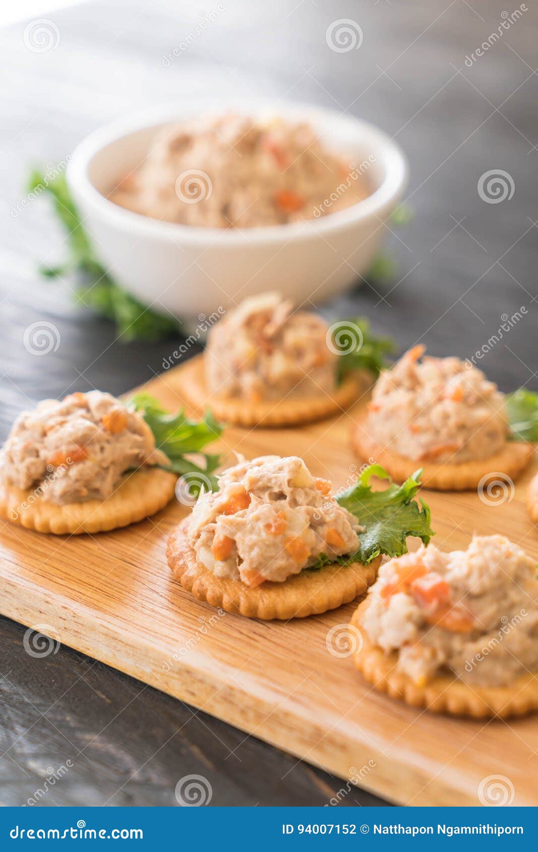 Tuna spread with cracker stock photo. Image of party 94007152