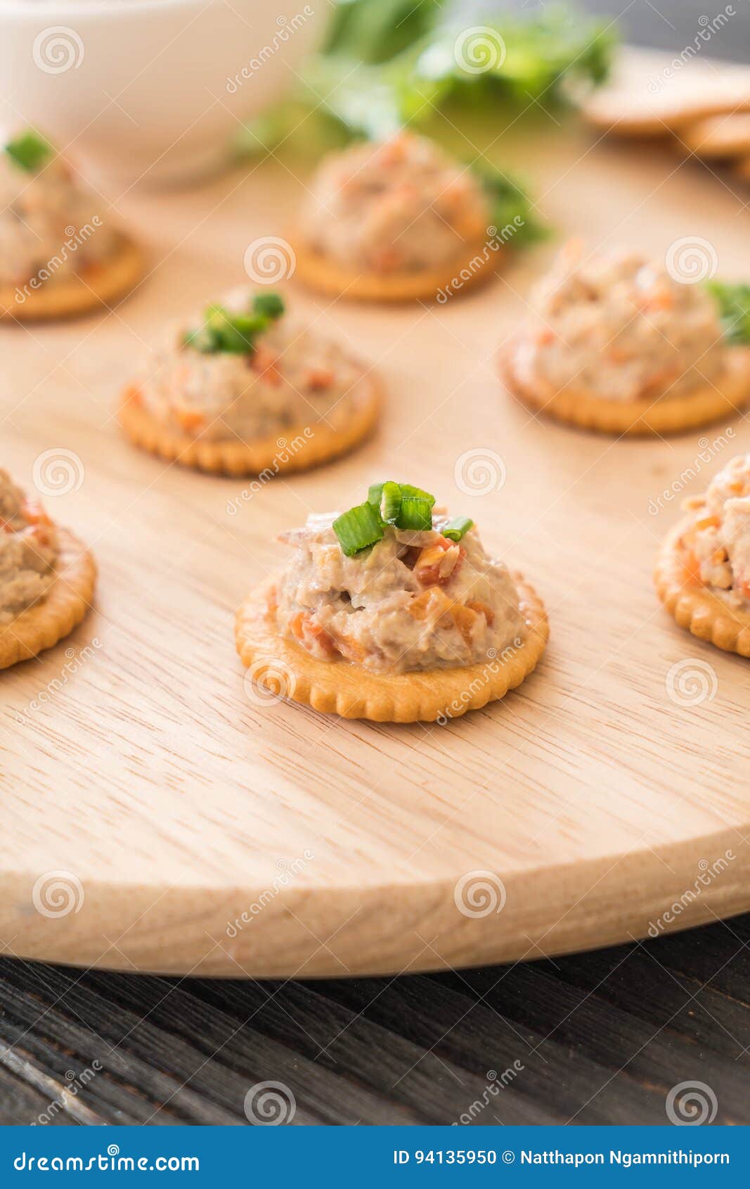 Tuna spread with cracker stock photo. Image of cuisine 94135950