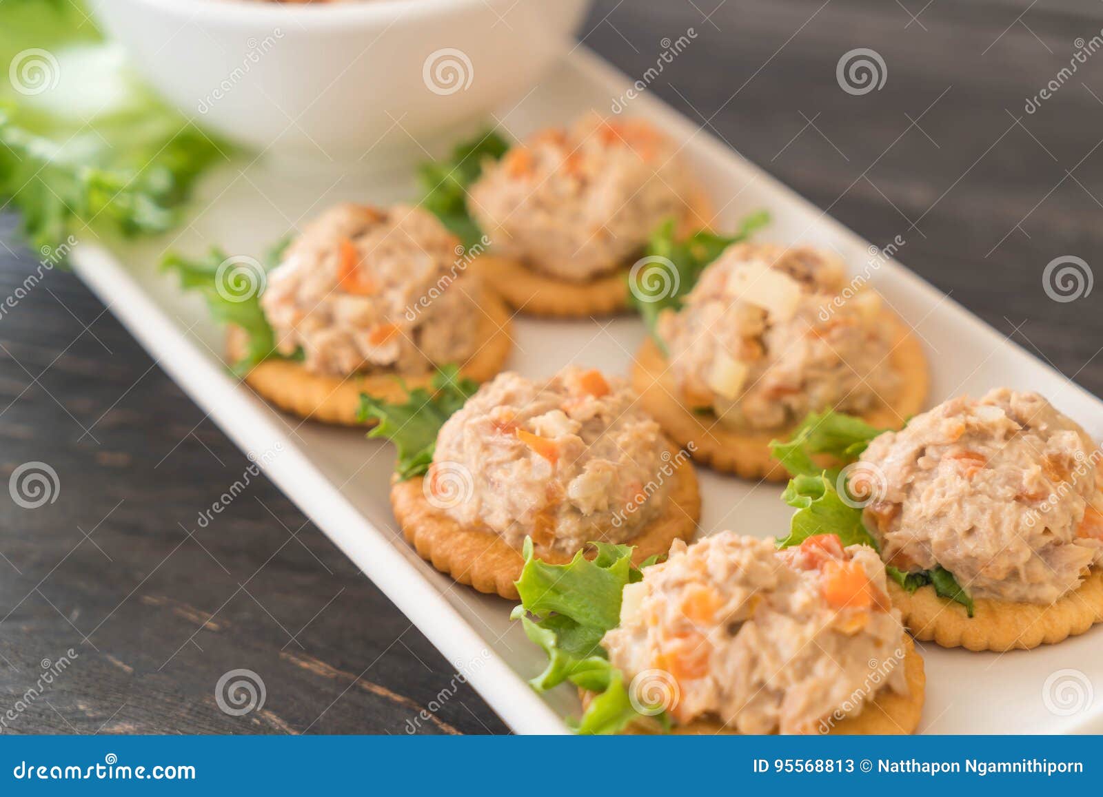 Tuna spread with cracker stock image. Image of appetizer 95568813