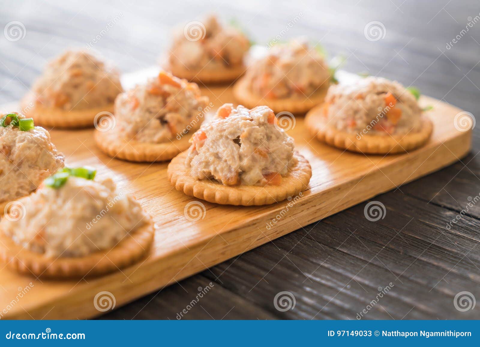 Tuna spread with cracker stock image. Image of tasty 97149033