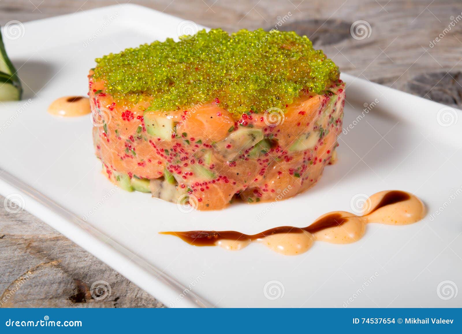 Tuna tartar with caviar stock photo. Image of spice, dinner 74537654