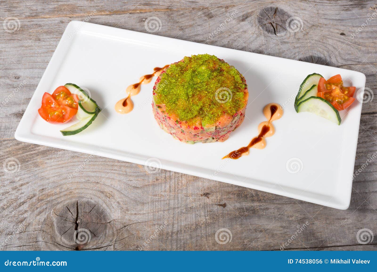 Tuna tartar with caviar stock photo. Image of tartare 74538056