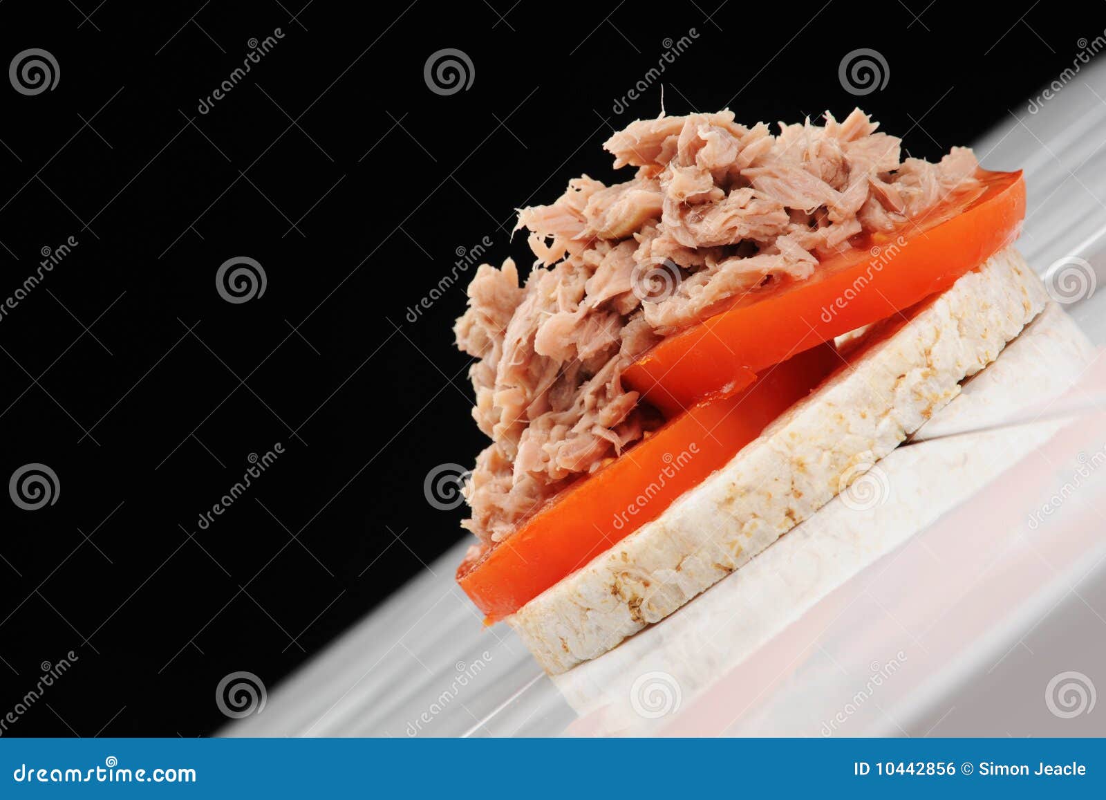 Tuna and Tomato on Rice Cake Stock Photo Image of crunch, health