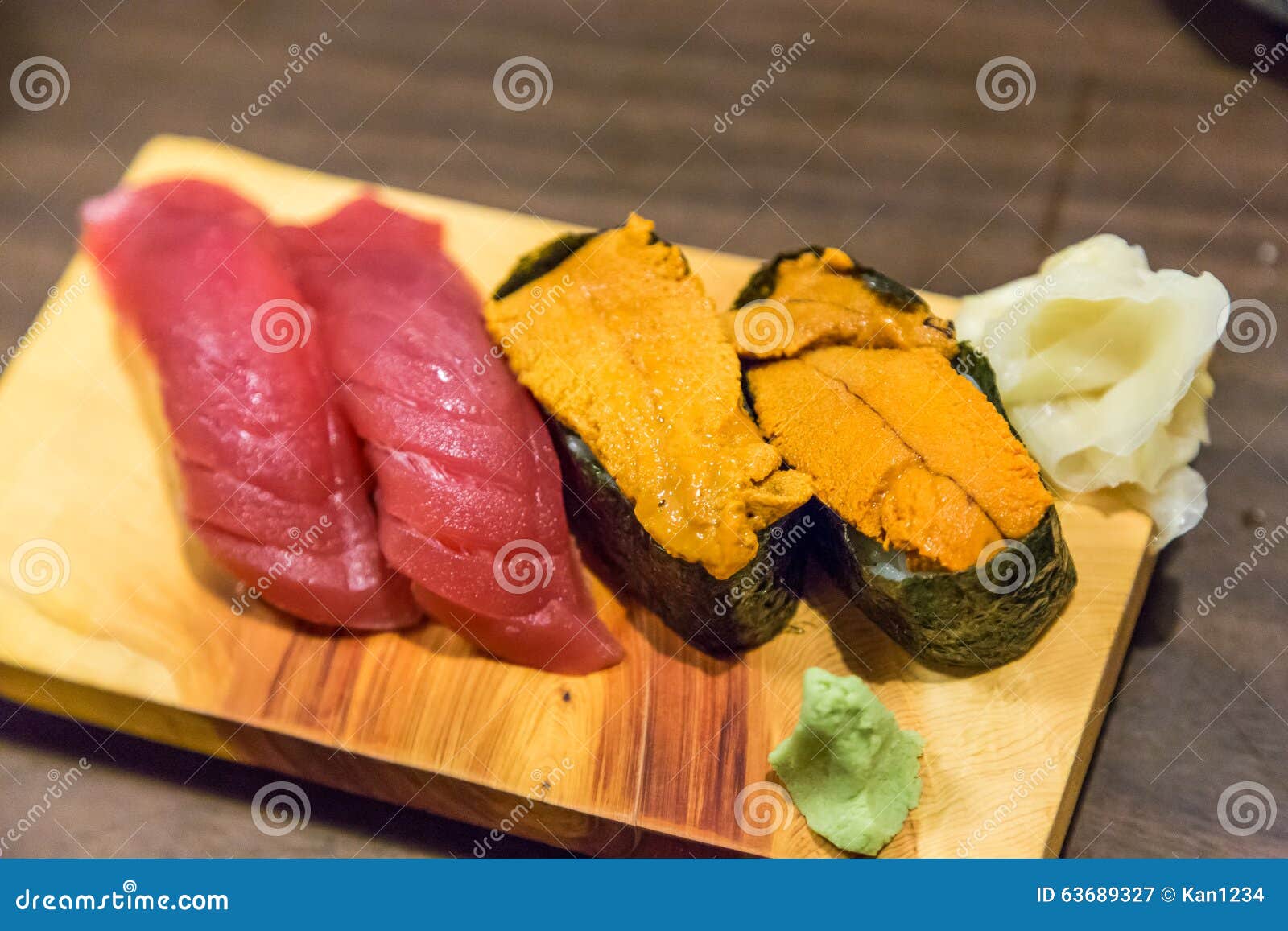 Tuna (Toro) and Sea Urchin Sushi Stock Image Image of fish, healthy