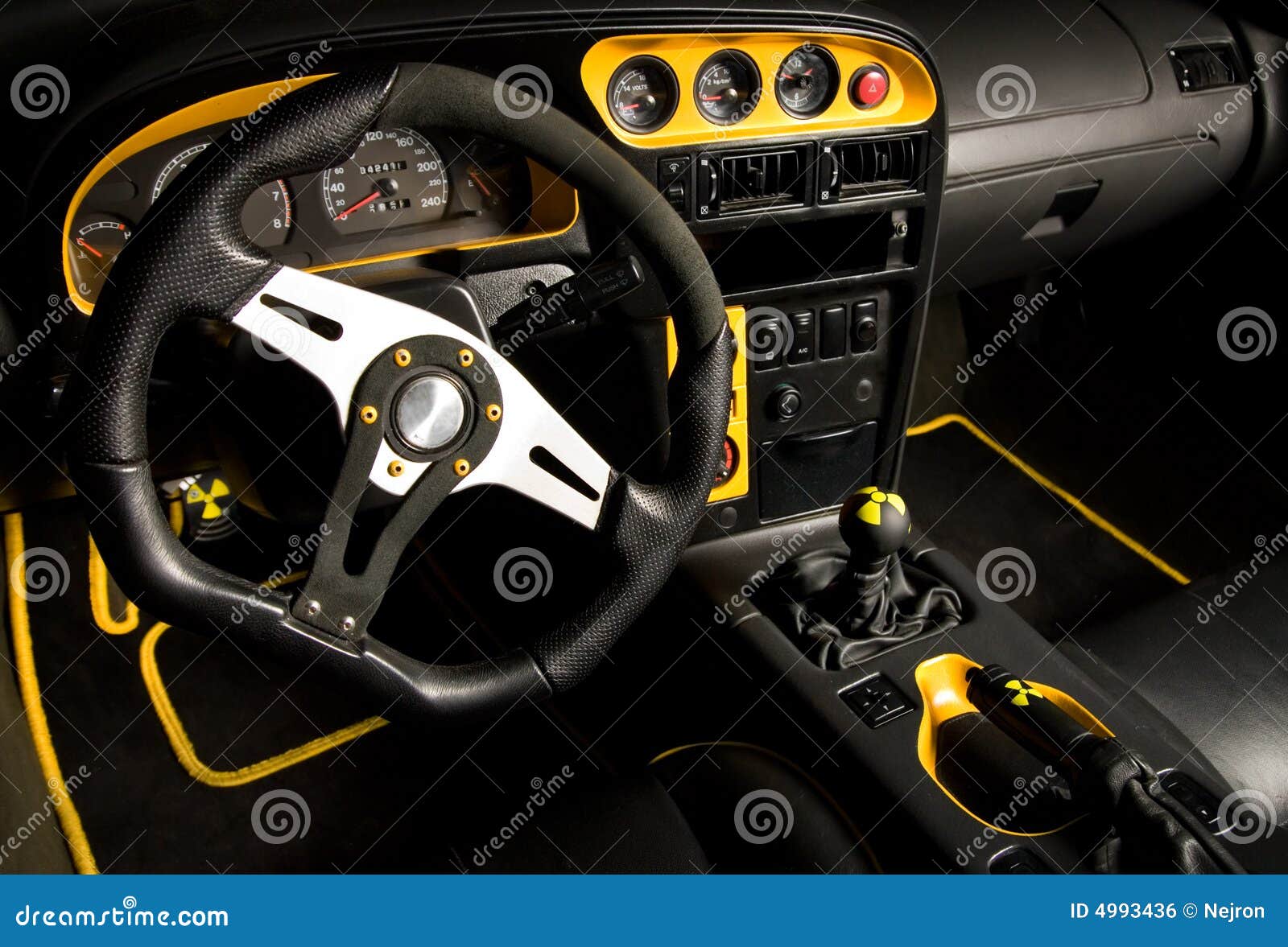 Tuned sport car interior stock photo. Image of button 4993436