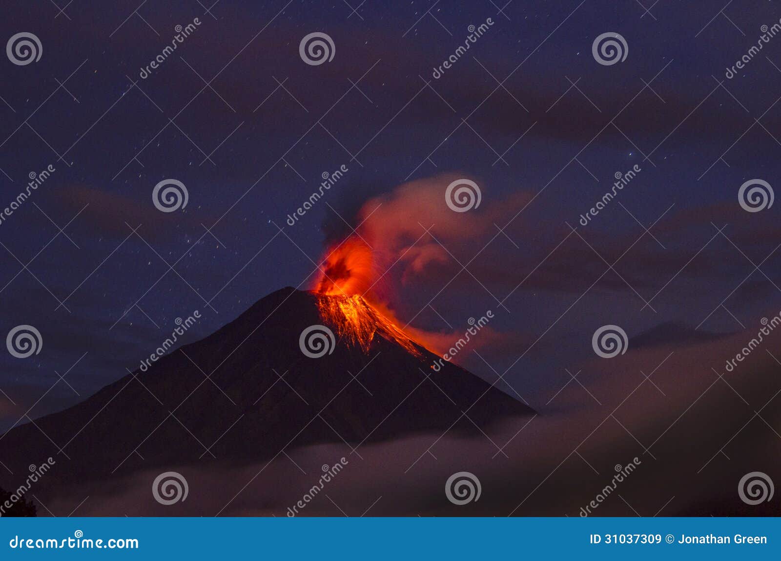 tungurahua volcano erupting, ecuador