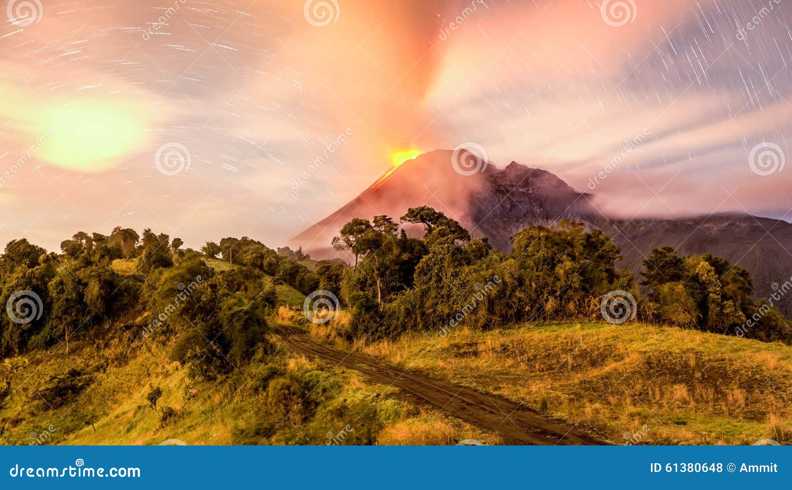 tungurahua volcano erupting long exposure