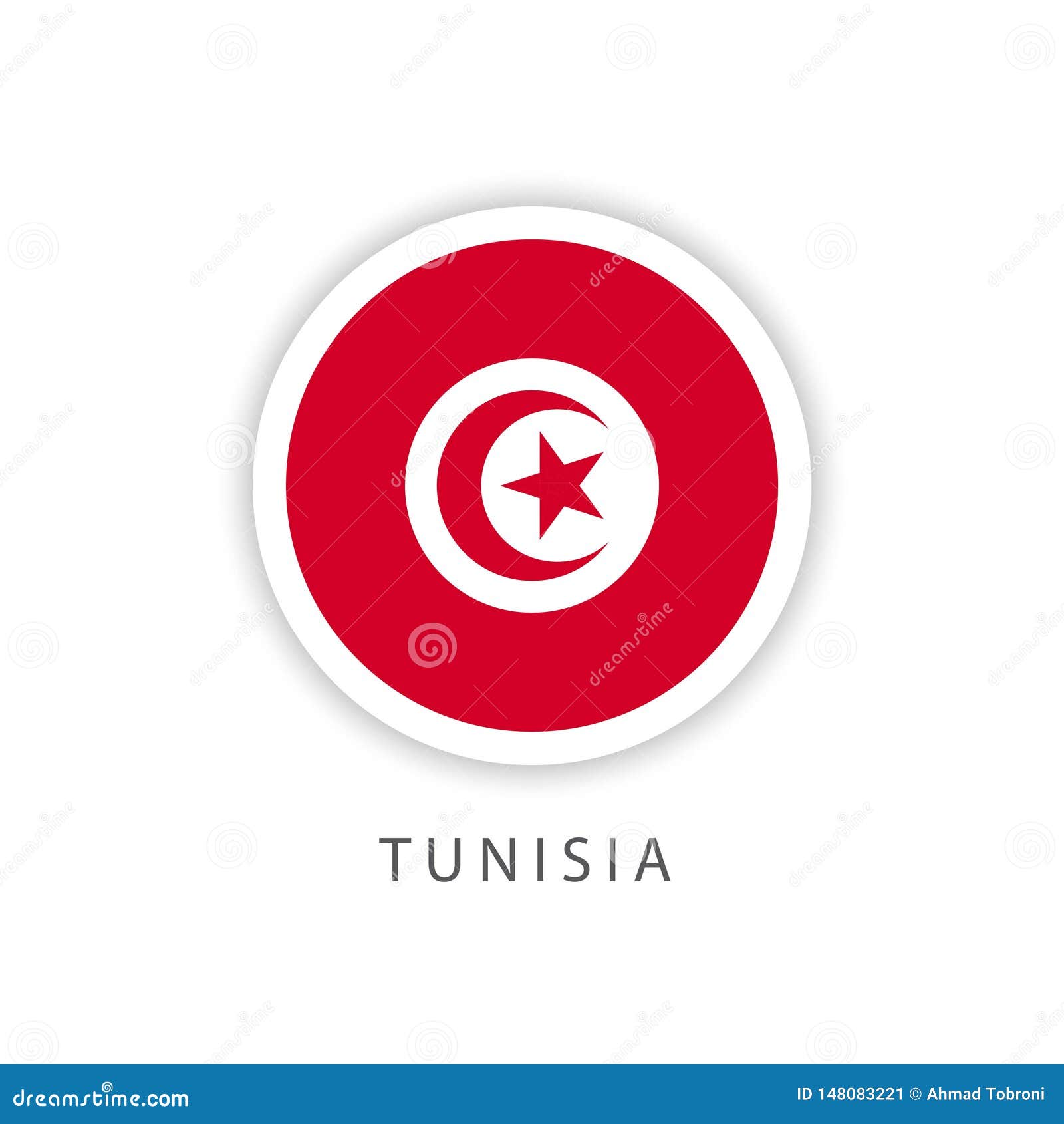  Tunisia  Button Flag  Vector Template Design Illustrator 