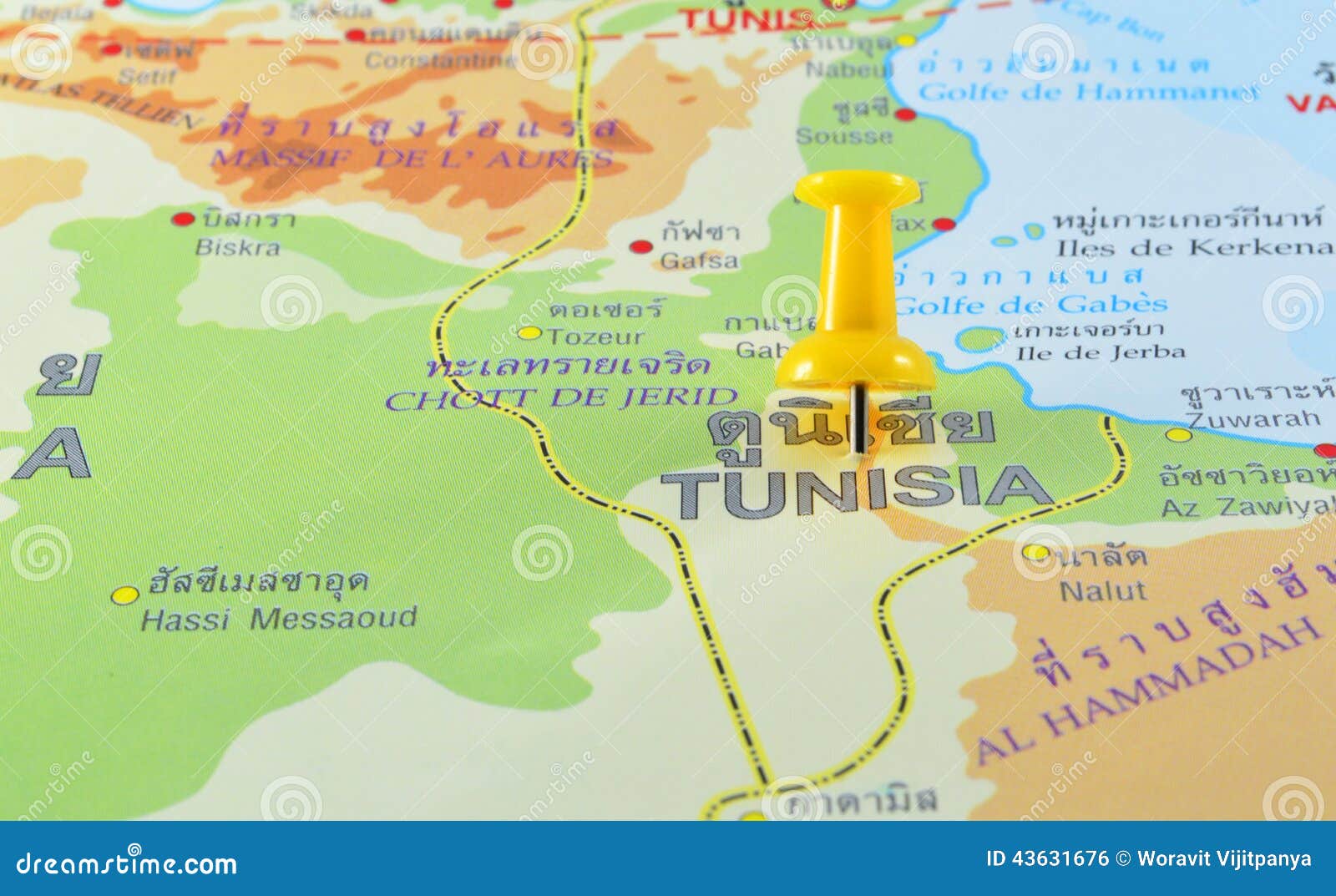 Tunisia in map stock photo. Image of geography, road 43631676