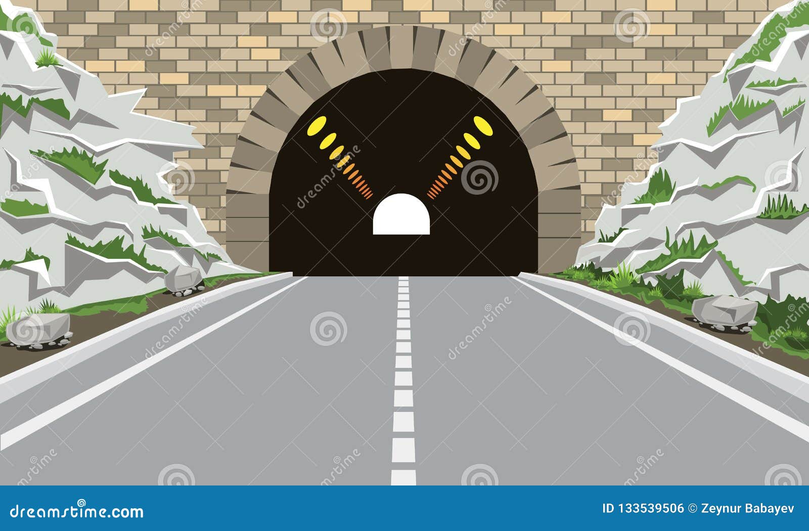 Tunnel and Highway with Flat and Cartoon Style. High Detailed Vector  Illustration. Stock Vector - Illustration of asphalt, journey: 133539506
