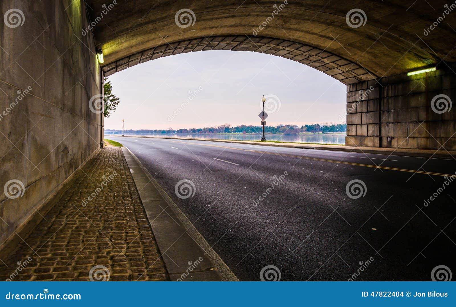 Tunnel on a Road Along the Potomac River in Washington, DC. Stock Photo