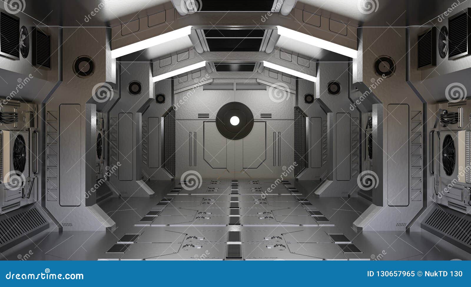Tunnel Spaceship Interior Sci-fi Stock Illustration - Illustration of door,  realistic: 130657965