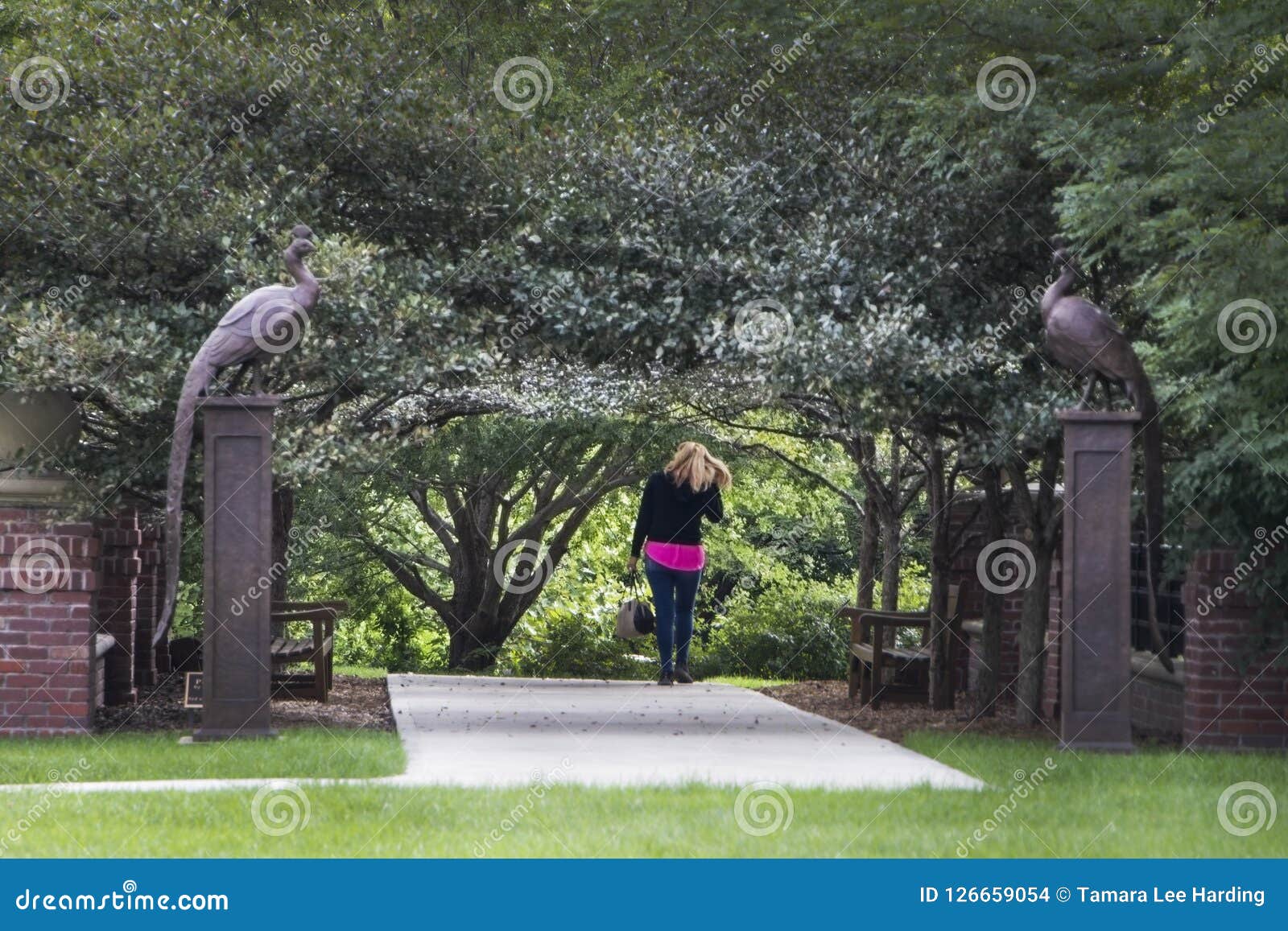 Lauritzen Gardens Omaha Nebraska Woman Walking Under A Tunnel