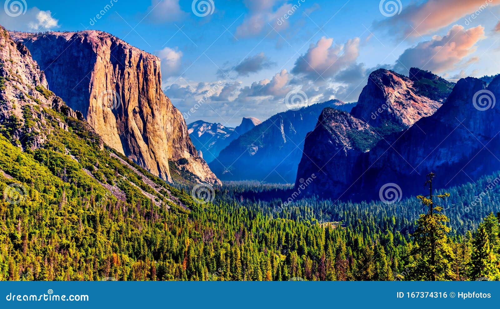 tunnel view of yosemite valley with famous granite rock el capitan on the left and dry bridalveil fall in yosemite national park