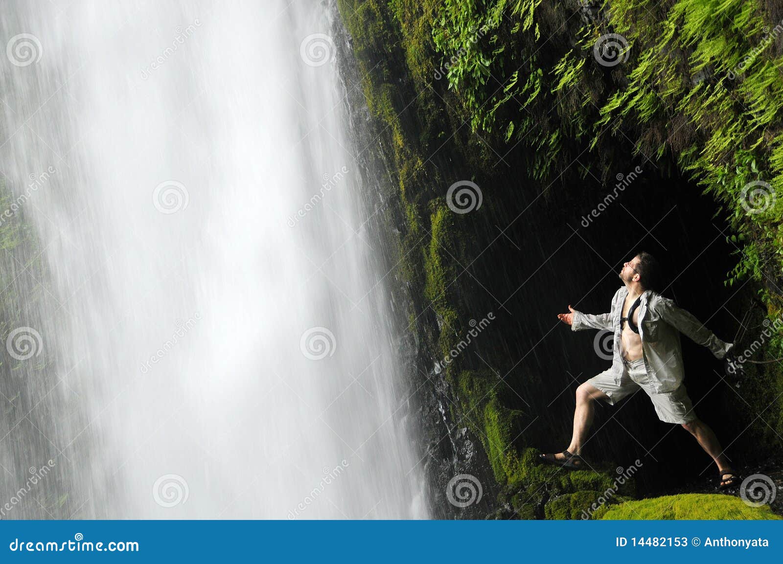 Tunnel Water Falls in Oregon Stock Image Image of cliff, person 14482153
