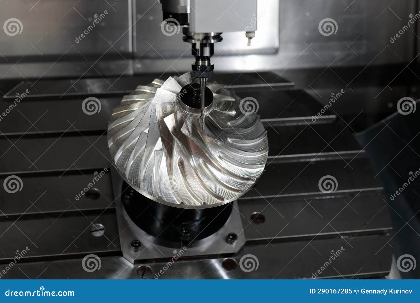 Turbine Wheel Manufacturing by CNC Milling Machine Stock Image Image