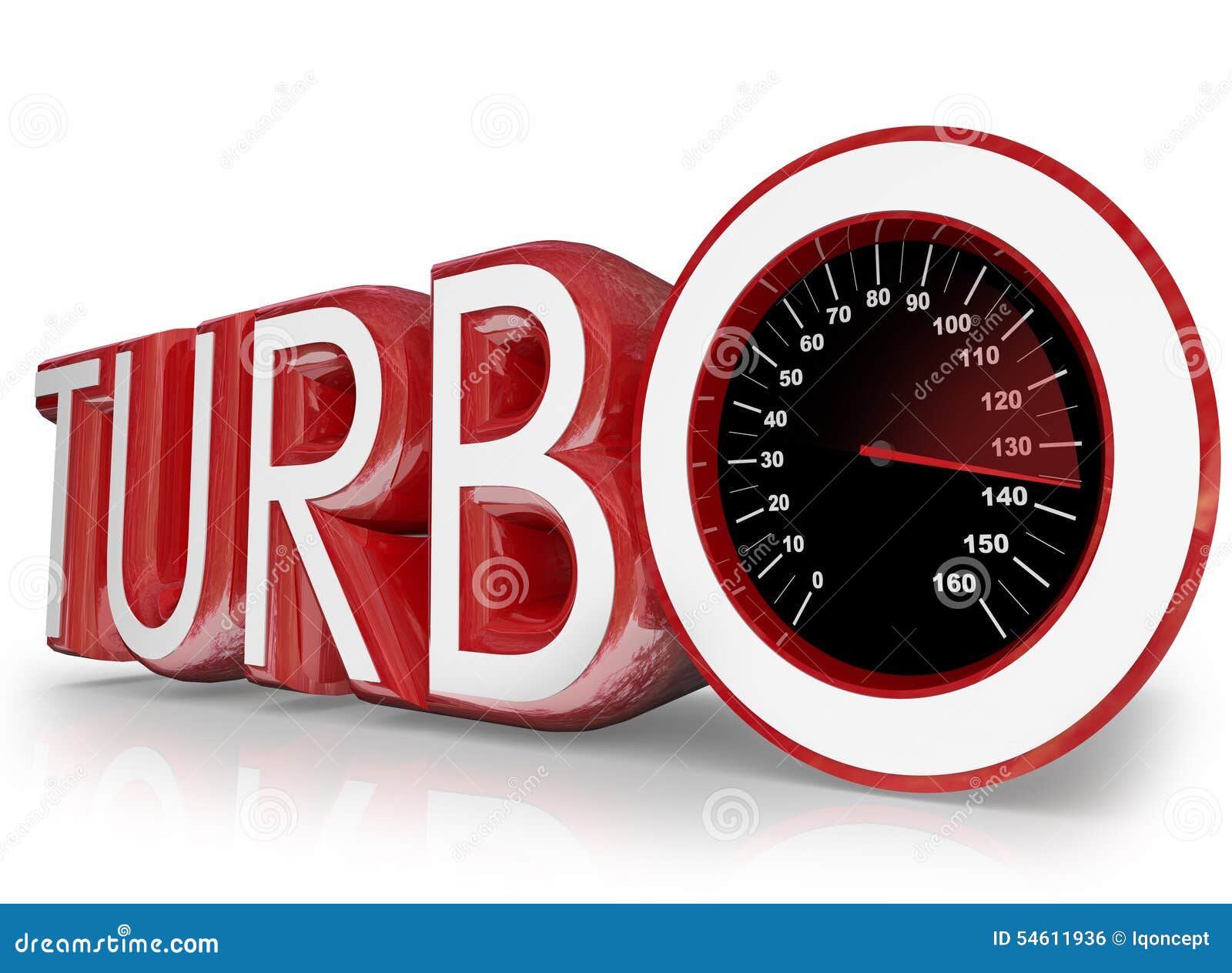 Turbo Red 3d Word Speedometer Fast Racing Stock Illustration - Image