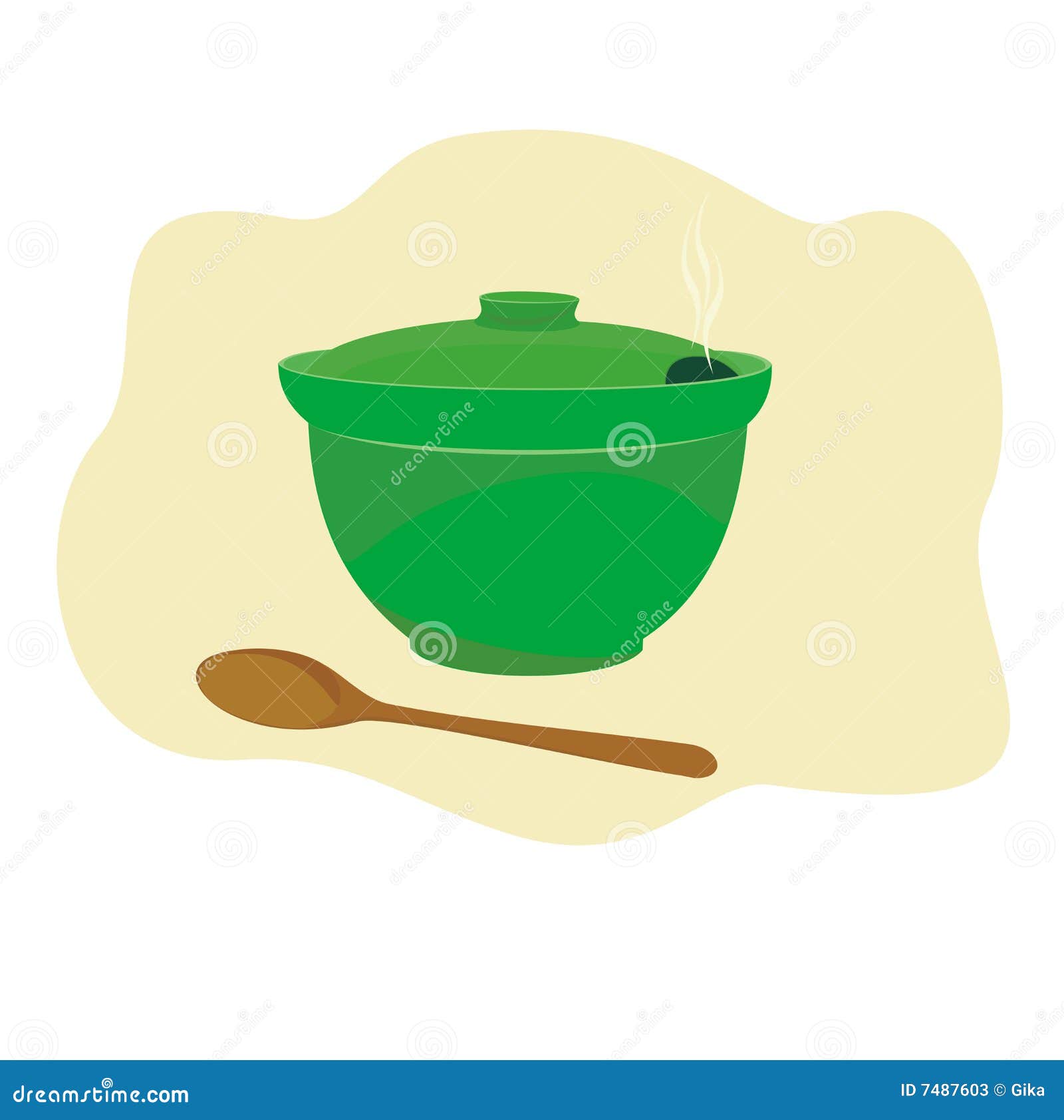 Tureen with hot soup stock vector. Illustration of meal 7487603