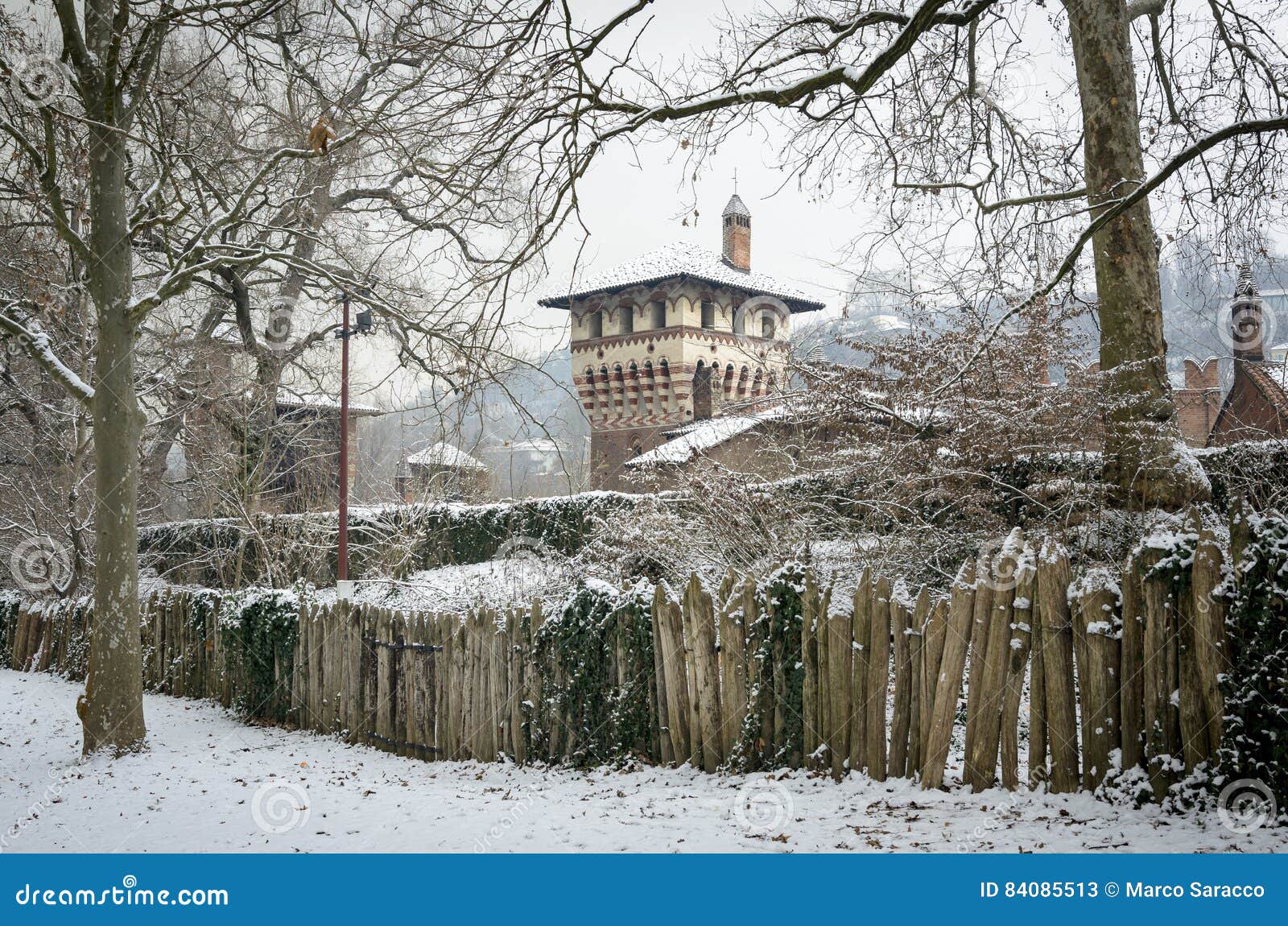 turin, borgo medievale under the snow