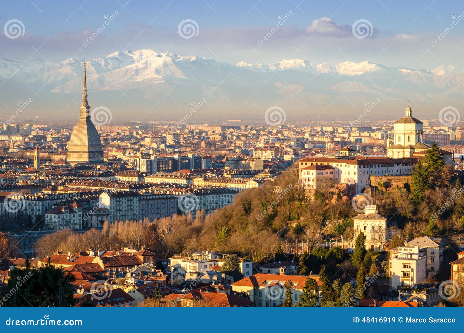 turin (torino), landscape with mole antonelliana