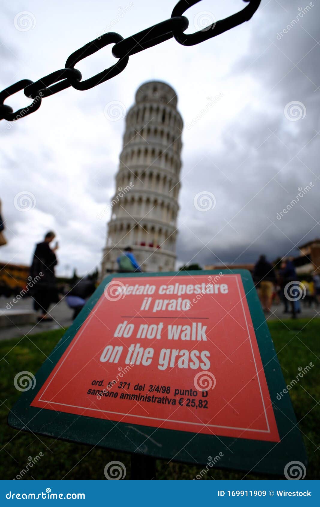 turism in italy, pissa tower signs and posts