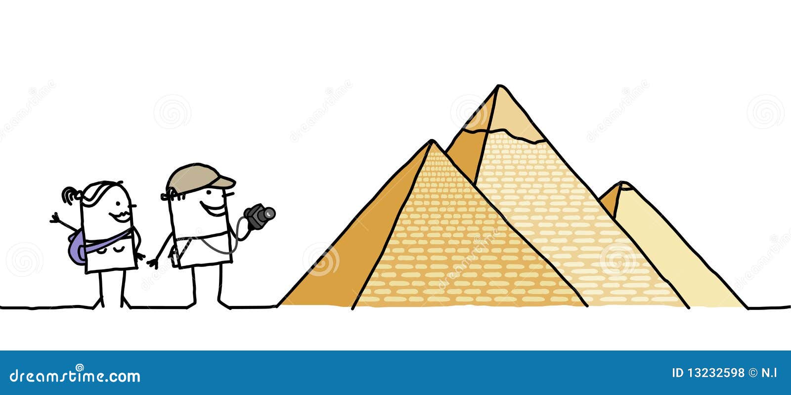 Turistas & pirâmides ilustração do vetor. Ilustração de pares 13232598