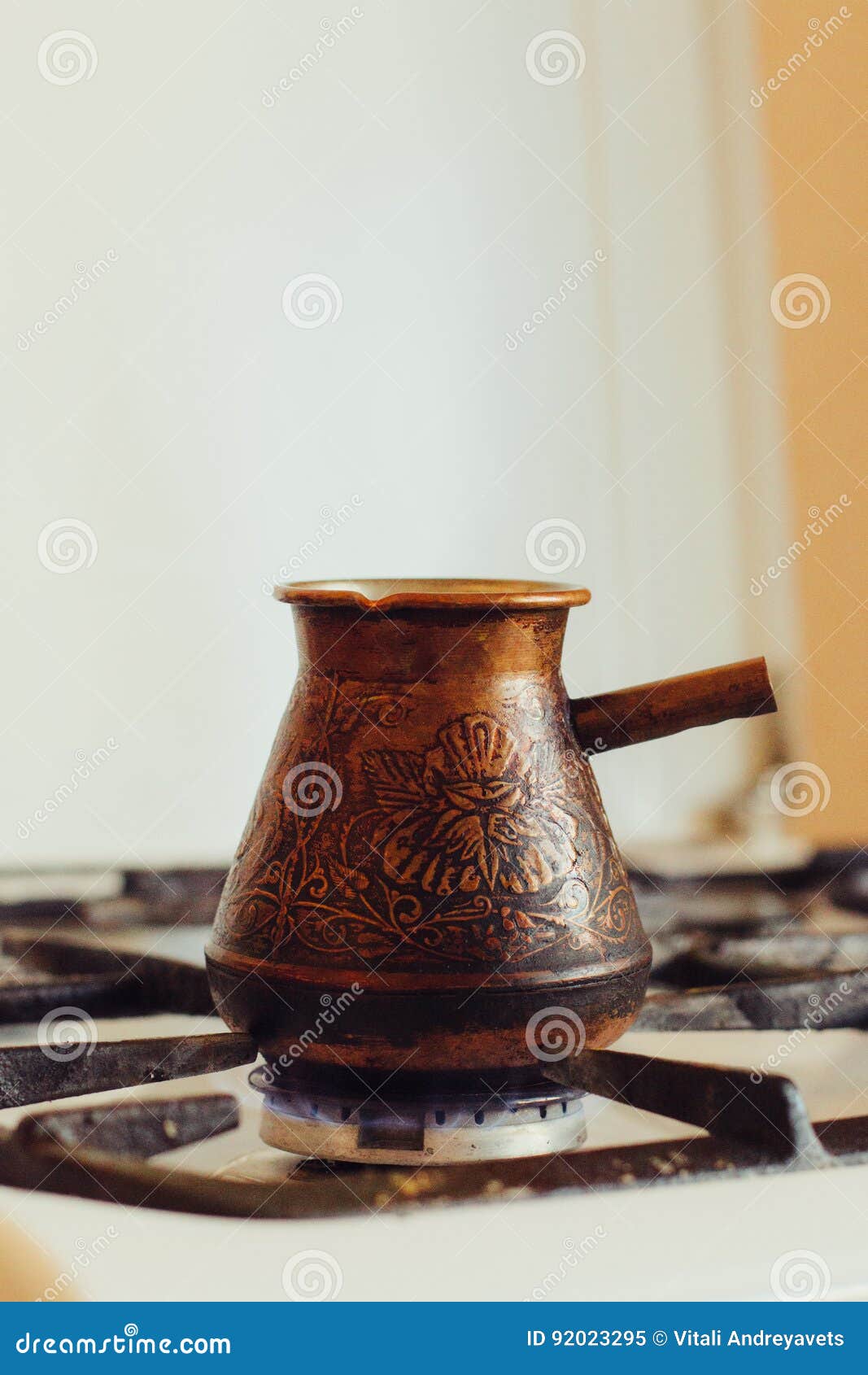 Turka with Coffee on the Gas Stove Stock Image - Image of