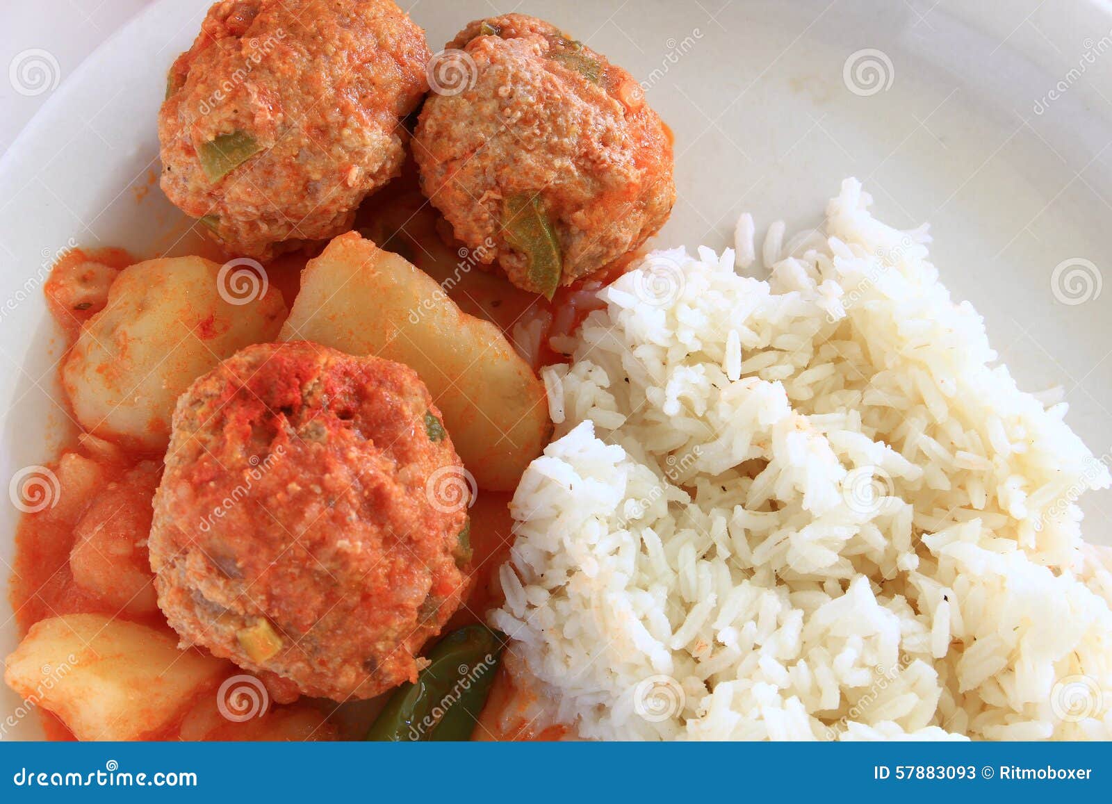 turkey albondigas with vegetables and rice
